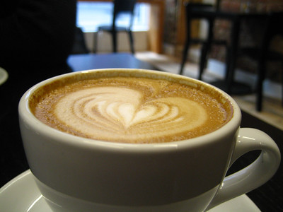 Latte in a coffee shop