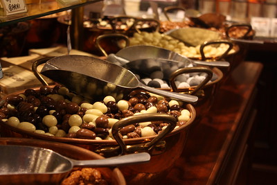 self-service chocolates in a candy shop
