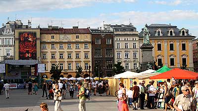 stalls at Market Square in Krakow