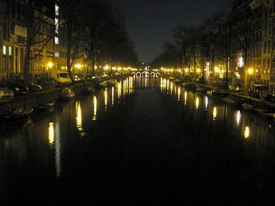 Amsterdam canal at night