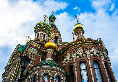ornate colorful details on exterior of Church of the Savior on Spilled Blood