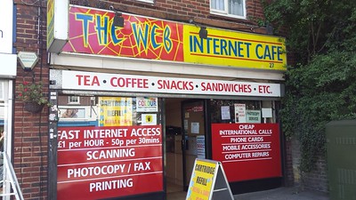 London internet cafe exterior