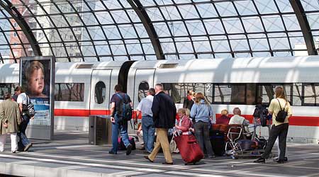 A Deutsche Bahn train in Berlin's main station