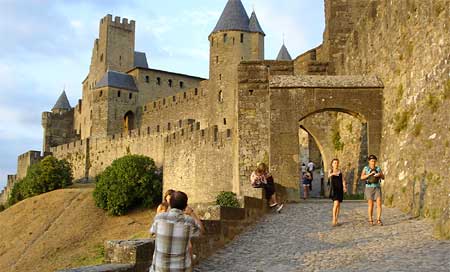 A steep climb up to "la Cit&eacute" in Carcassonne