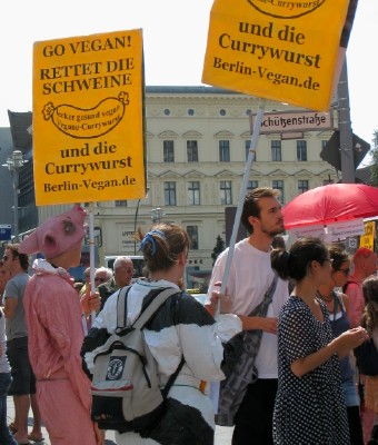 Vegan protesters get riled up at the opening.