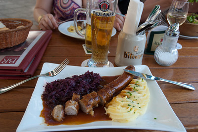 wurst and potatoes on plate