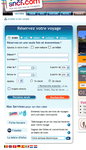 The SNCF homepage. Be strong!