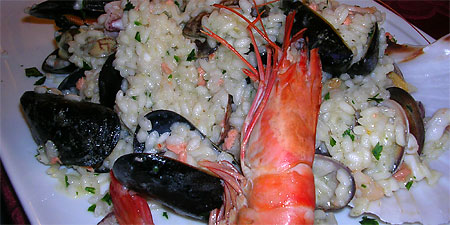 plate of seafood risotto