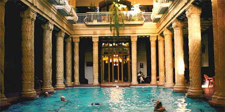thermal bath in building with ancient columns