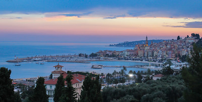 sunset over Menton, France