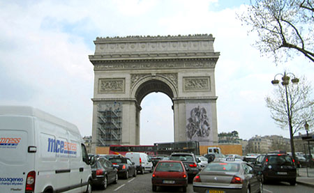 Approaching the Arc de Triomphe
