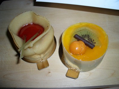 fresh fruit desserts on wood table