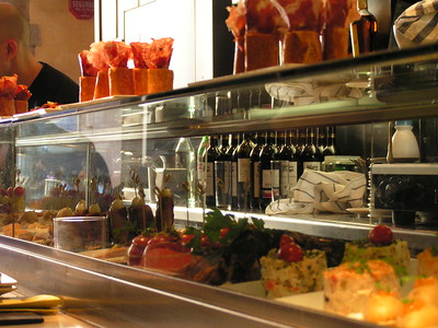 desserts in display case at Bubó in Barcelona