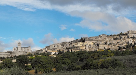 looking up toward Assisi, which is located on a hill