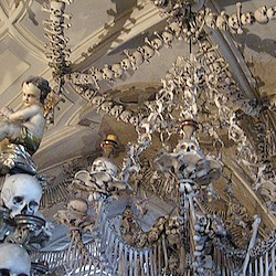 Decorating with bones at the Sedlec Ossuary