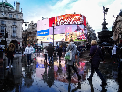 rainy day at London Piccadilly Circus