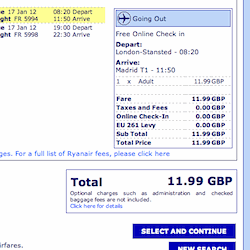 Ryanair ticket London Madrid