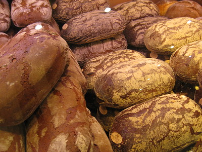 piles of bread in display case