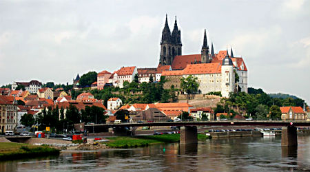 Meissen bridge and old buildings
