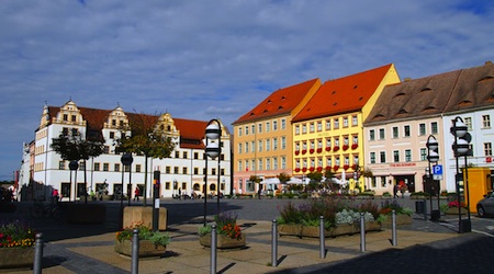 Historic ensemble on the main square in Torgau, Germany