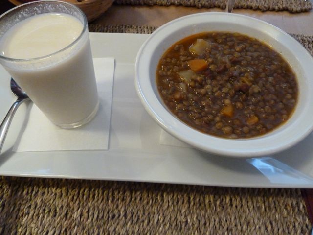 Eating Lentil Soup at Blavis in Barcelona, Spain 