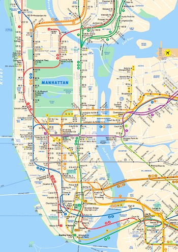 Click the map to download a PDF map of the New York City subway. Photo: MTA