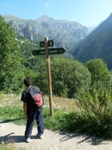 Hiking the trail up to Vall de Nuria