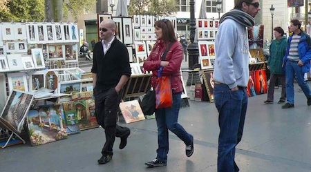 people walking in La Rambla, Barcelona