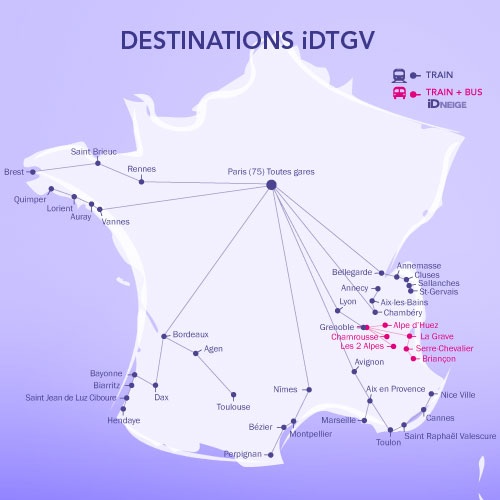 Routes served by the iDTGV service. 