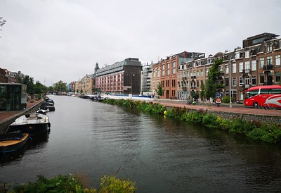 canal and colorful buildings in Amsterdam