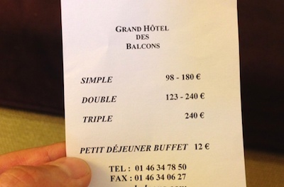 Rates at the Grand Hotel des Balcons are much harder to predict.
