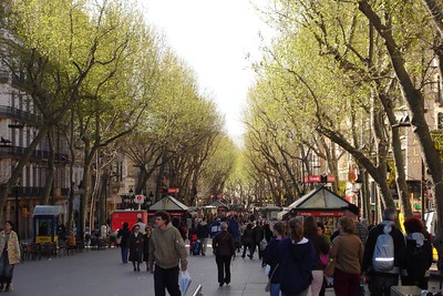 people walking along La Rambla in Barcelona