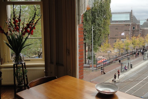 The view of the Rijskmuseum from the breakfast room of the Hotel Museumzicht.