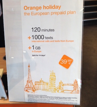 A sign for the "Orange Holiday" package geared to international tourists in France. Photo: EuroCheapo