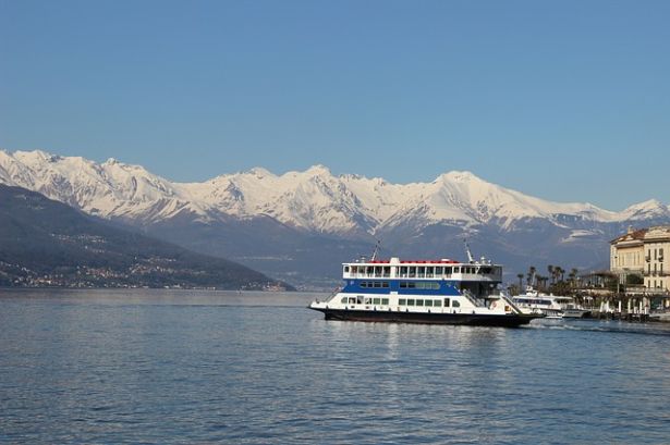 ferry on Lake Como in winter