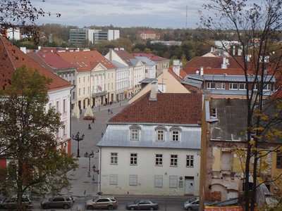 aerial view of old homes in Tartu, Estonia