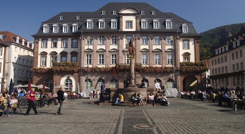 large brick hotel building of the St. Georg hotel in Heidelberg, Germany