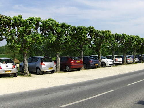 Parking between the vines at a winery in Villandry. Photo: Peter D