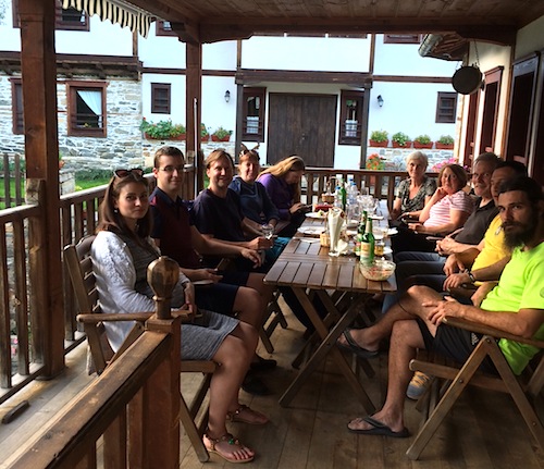 Enjoying dinner on the porch with other guests was a highlight of my stay. 