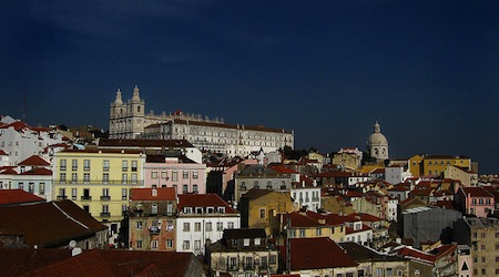 aerial view of Alfama district in Lisbon