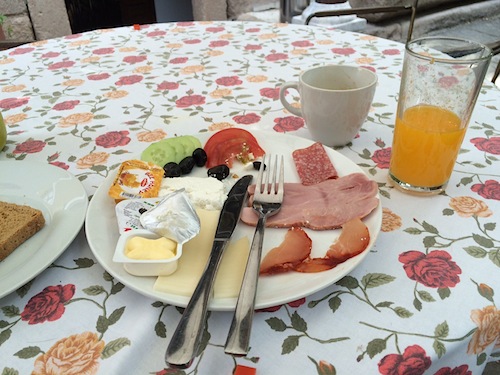 Free breakfast on the patio is a perfect way to start your day in Plovdiv. Photo: Craig Nelson