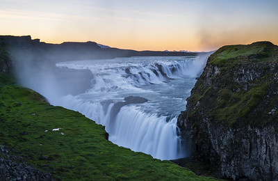 Gullfoss Waterfall at dusk