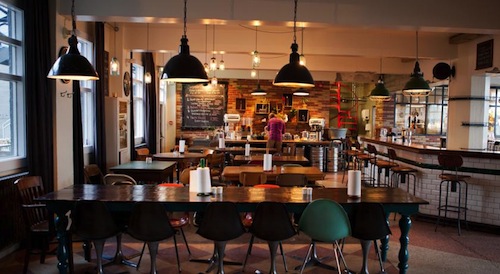 The communal lounge at Kex Hostel