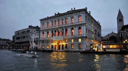 Large hotel building against a canal