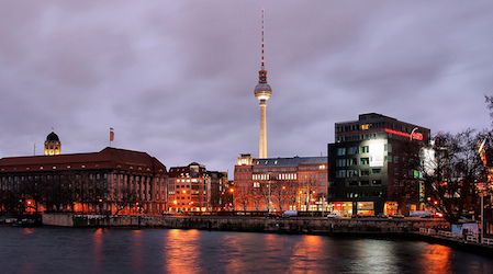Berlin TV tower at dusk