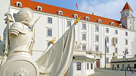 statue in front of Bratislava castle