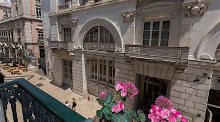 flowers on balcony of hotel
