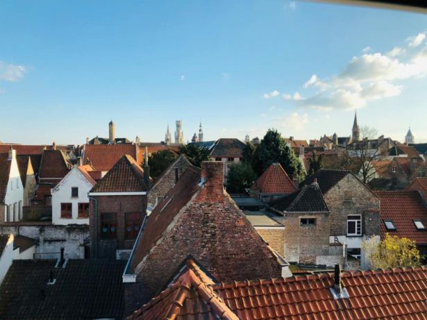 rooftops in Bruges as viewed from hotel window