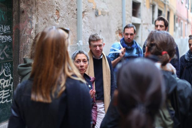 tour guide with tourists