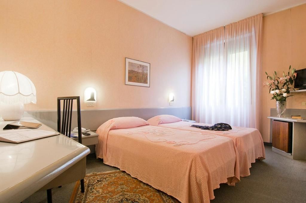 light pink hotel room